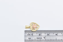 Load image into Gallery viewer, 14K Two Tone Rose Flower Filigree Heart Love Charm/Pendant Yellow Gold