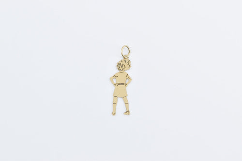 14K Vintage Girl Daughter Cartoon Stylized Charm/Pendant Yellow Gold