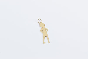 14K Vintage Girl Daughter Cartoon Stylized Charm/Pendant Yellow Gold