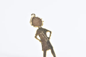 14K Vintage Girl Daughter Cartoon Stylized Charm/Pendant Yellow Gold