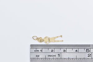 14K Vintage Girl Daughter Cartoon Stylized Charm/Pendant Yellow Gold