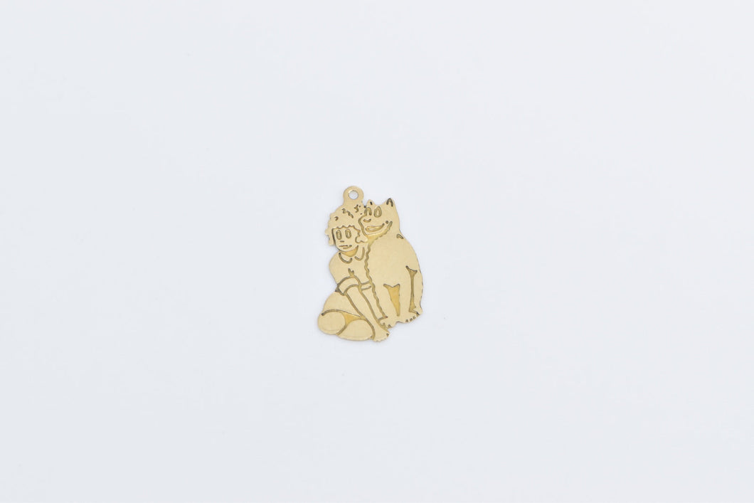 14K Girl Dog Man's Best Friend Puppy Dog Mom Charm/Pendant Yellow Gold