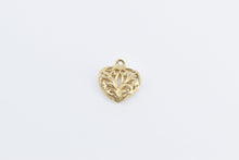 Load image into Gallery viewer, 14K Lotus Filigree Heart Love Symbol Charm/Pendant Yellow Gold