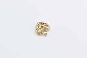 14K Lotus Filigree Heart Love Symbol Charm/Pendant Yellow Gold