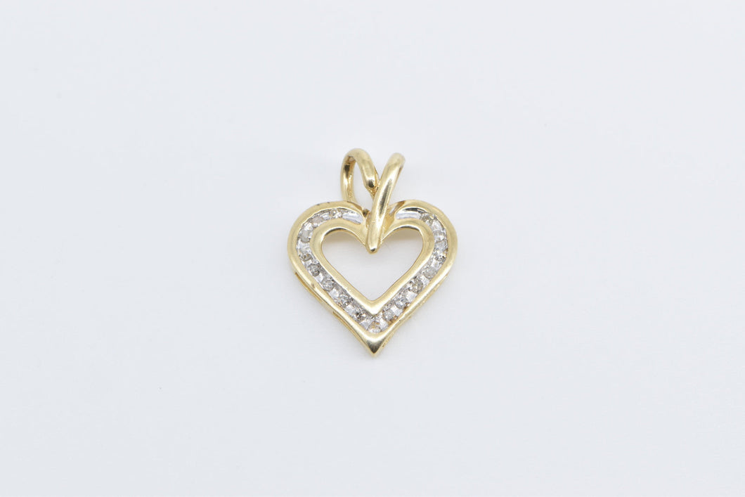 10K Vintage Diamond Heart Love Symbol Classic Pendant Yellow Gold