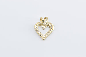 10K Vintage Diamond Heart Love Symbol Classic Pendant Yellow Gold