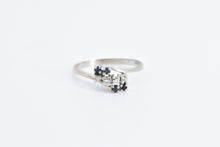 Load image into Gallery viewer, 14K Sapphire Diamond Vintage Bypass Fashion Ring White Gold