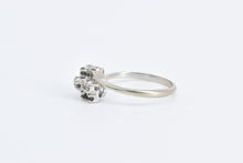 Load image into Gallery viewer, 14K Sapphire Diamond Vintage Bypass Fashion Ring White Gold