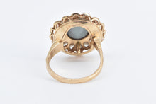 Load image into Gallery viewer, 10K Vintage Opal Diamond Scalloped Halo Statement Ring Yellow Gold