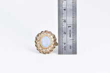 Load image into Gallery viewer, 10K Vintage Opal Diamond Scalloped Halo Statement Ring Yellow Gold