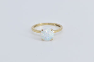 14K Round Syn Opal Vintage Classic Fashion Ring Yellow Gold