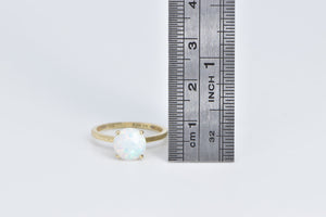 14K Round Syn Opal Vintage Classic Fashion Ring Yellow Gold