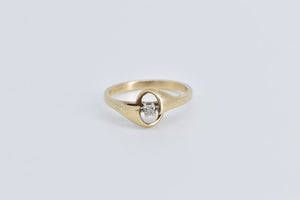 10K Vintage Diamond Solitaire Curved Promise Ring Yellow Gold