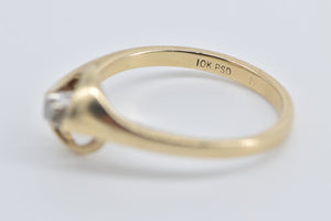 10K Vintage Diamond Solitaire Curved Promise Ring Yellow Gold