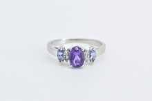 Load image into Gallery viewer, 14K Amethyst Diamond Marquise Tanzanite Fashion Ring White Gold