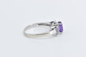 14K Amethyst Diamond Marquise Tanzanite Fashion Ring White Gold