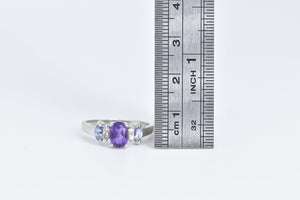 14K Amethyst Diamond Marquise Tanzanite Fashion Ring White Gold