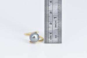 14K 9.2mm Vintage Tahitian Pearl Bypass Ring Yellow Gold