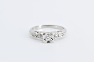 14K 1940's Diamond Classic Promise Engagement Ring White Gold