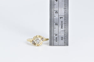 14K 1950's Vintage Three Stone Diamond Statement Ring Yellow Gold