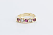 Load image into Gallery viewer, 14K Vintage Diamond Ruby Wavy Statement Band Ring Yellow Gold