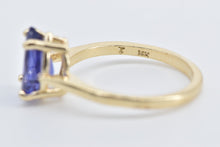 Load image into Gallery viewer, 14K Pear Amethyst Solitaire Vintage Statement Ring Yellow Gold