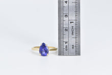 Load image into Gallery viewer, 14K Pear Amethyst Solitaire Vintage Statement Ring Yellow Gold