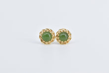 Load image into Gallery viewer, 14K Vintage 1960&#39;s Nephrite Twist Trim Stud Earrings Yellow Gold