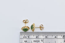 Load image into Gallery viewer, 14K Vintage 1960&#39;s Nephrite Twist Trim Stud Earrings Yellow Gold