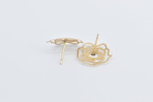 Load image into Gallery viewer, 14K Rose Flower Filigree Vintage Stud Earrings Yellow Gold