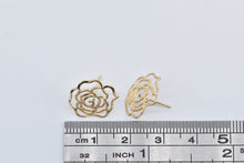 Load image into Gallery viewer, 14K Rose Flower Filigree Vintage Stud Earrings Yellow Gold