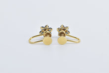 Load image into Gallery viewer, 14K Vintage Sapphire Flower Cluster Screw Back Earrings Yellow Gold