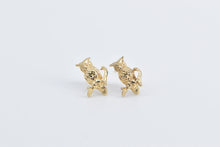 Load image into Gallery viewer, 14K 3D Owl Wisdom Symbol Bird Stud Earrings Yellow Gold