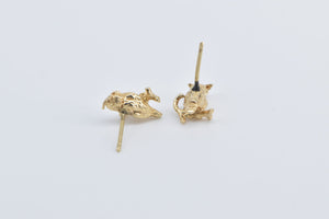 14K 3D Owl Wisdom Symbol Bird Stud Earrings Yellow Gold