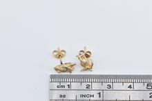 Load image into Gallery viewer, 14K 3D Owl Wisdom Symbol Bird Stud Earrings Yellow Gold