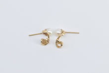 Load image into Gallery viewer, 14K Vintage Pearl Diamond Swirl Fashion Stud Earrings Yellow Gold