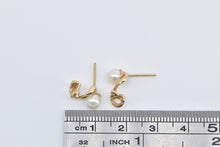 Load image into Gallery viewer, 14K Vintage Pearl Diamond Swirl Fashion Stud Earrings Yellow Gold