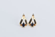 Load image into Gallery viewer, 14K Pear Sapphire Diamond Accent Loop Stud Earrings Yellow Gold