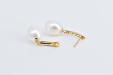 Load image into Gallery viewer, 14K Vintage Pearl Curved Dangle Drop Fashion Earrings Yellow Gold