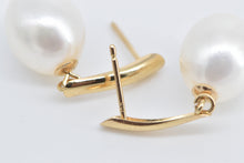 Load image into Gallery viewer, 14K Vintage Pearl Curved Dangle Drop Fashion Earrings Yellow Gold