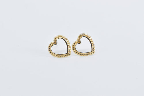 14K Heart Love Symbol Valentine Cut Out Stud Earrings Yellow Gold