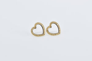 14K Heart Love Symbol Valentine Cut Out Stud Earrings Yellow Gold