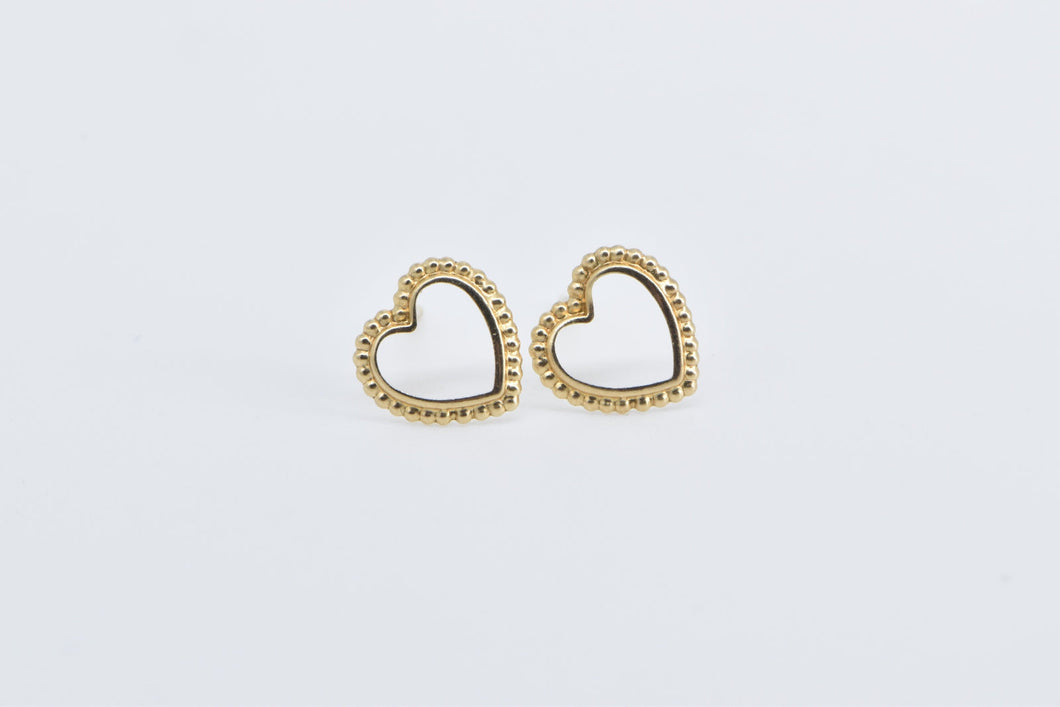 14K Heart Love Symbol Valentine Cut Out Stud Earrings Yellow Gold