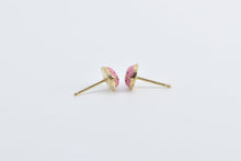 Load image into Gallery viewer, 14K Pink Enamel Vintage Ladybug Fashion Stud Earrings Yellow Gold