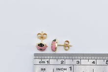 Load image into Gallery viewer, 14K Pink Enamel Vintage Ladybug Fashion Stud Earrings Yellow Gold