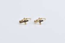 Load image into Gallery viewer, 14K Cross Christian Faith Vintage Dangle Jesus Earrings Yellow Gold