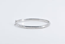 Load image into Gallery viewer, Sterling Silver Diamond Flush Inset Oval Bangle Bracelet 7&quot;