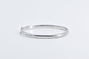 Sterling Silver Diamond Flush Inset Oval Bangle Bracelet 7"