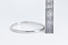 Load image into Gallery viewer, Sterling Silver Diamond Flush Inset Oval Bangle Bracelet 7&quot;