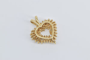 14K 1.00 Ctw Diamond Cluster Heart Vintage Pendant Yellow Gold